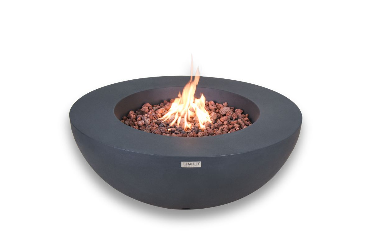Ohniště LUNAR BOWL Dark Grey s hořícím ohněm